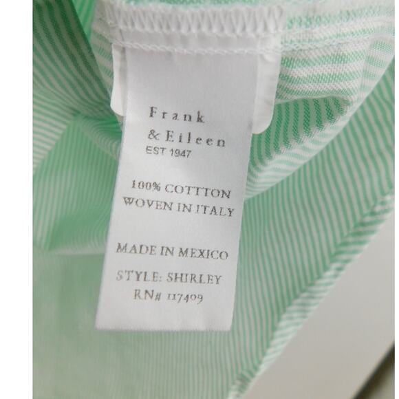 Frank & Eileen Women's Shirely Button Down Shirt In Green Stripe Size XXS Preppy - Picture 7 of 8